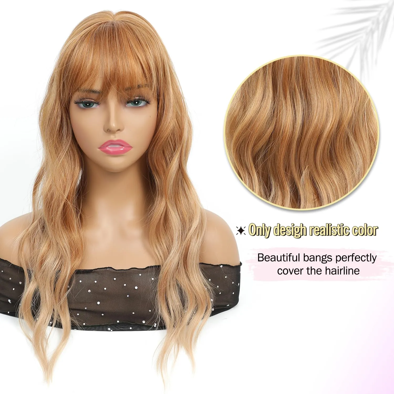 Fine Plus 20inch Hair Topper 7"X7" Hair Toppers for Women with Thinning Hair Synthetic Wavy Toppers Hair Pieces for Women Large Base Wiglets Ladies Clip in Hair Topper-Ginger strawberry Blonde