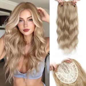 Fine Plus 20inch Hair Topper 7"X7" Wavy Synthetic Wiglets Ladies-Champagne Blonde with Highlights