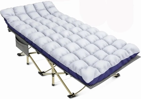 Folding Camping Cot with Carry Bag Portable Outdoor Chaise Camping Cot Heavy Duty Guest Bed with Mattress