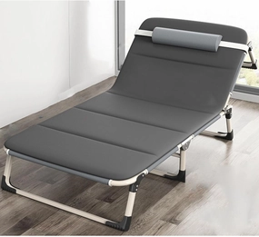 Folding Camping Cots for Adults, 4 Positions Adjustable Reclining Folding Camping Cot, Travel Bed with Removable Pillow for Guest Sleeping Home Office Vacation Hospital,Pl