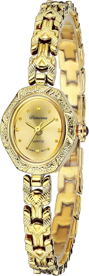 FORSINING Gold Watches for Women Vintage Ladies Wrist Watches Stainless Steel Dainty Small Hexagonal Women Watch