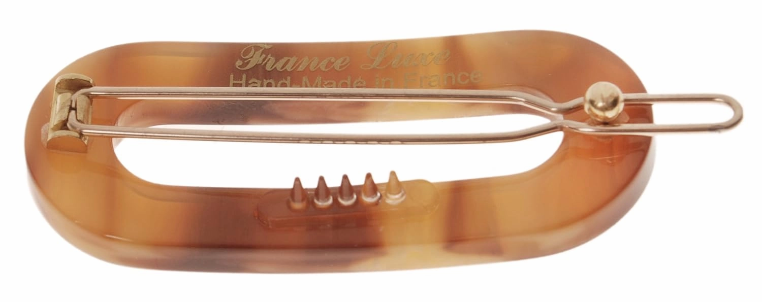 France Luxe Mini Oval on Tige Boule Barrette - Caramel Horn