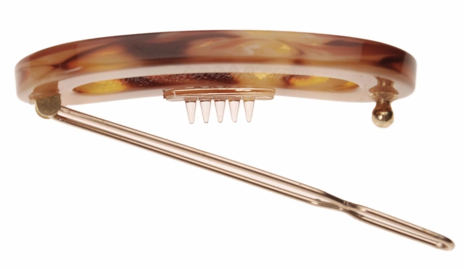 France Luxe Mini Oval on Tige Boule Barrette - Caramel Horn