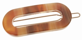 France Luxe Mini Oval on Tige Boule Barrette - Caramel Horn