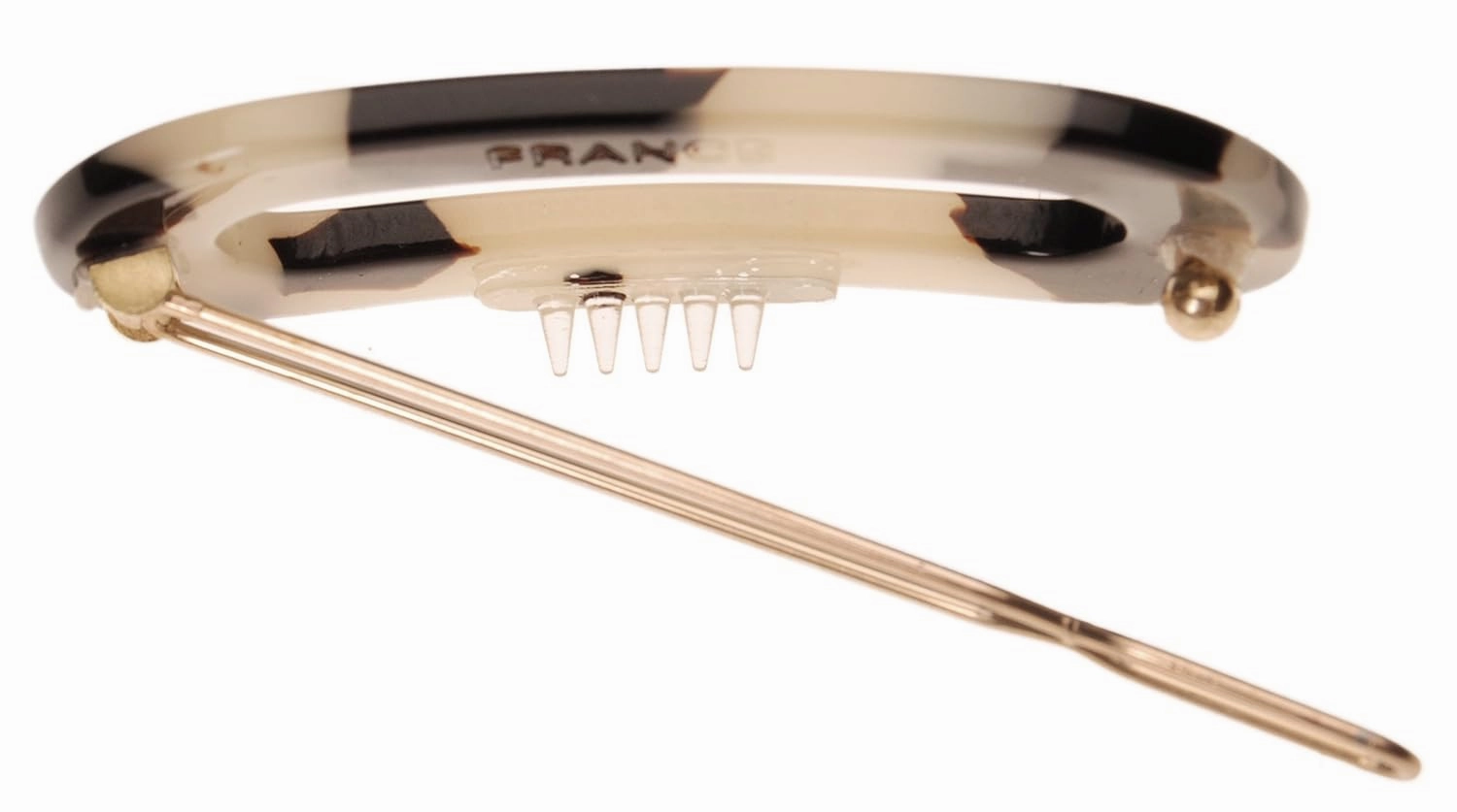 France Luxe Mini Oval on Tige Boule Barrette - Ivory Tokyo