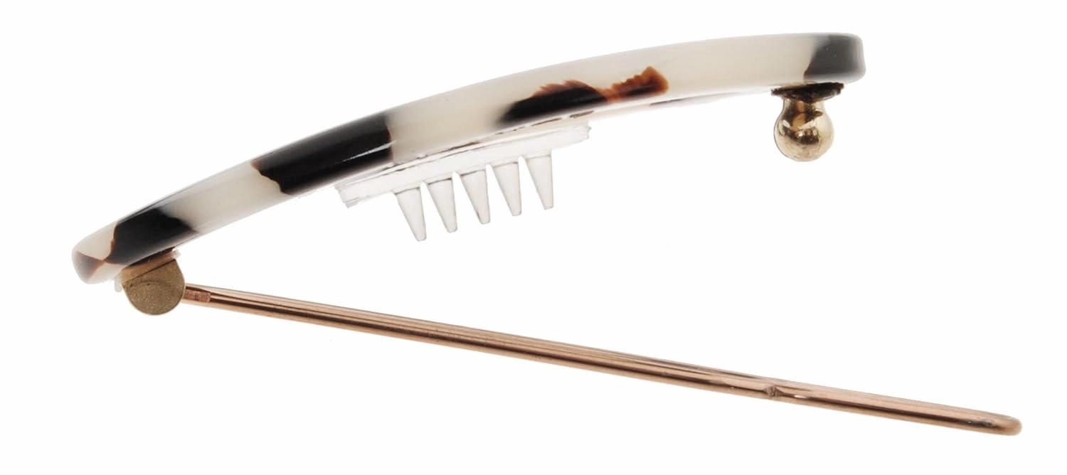 France Luxe Narrow Oval on Tige Boule Barrette - Ivory Tokyo