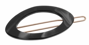 France Luxe Narrow Oval on Tige Boule Barrette - Nacro Black