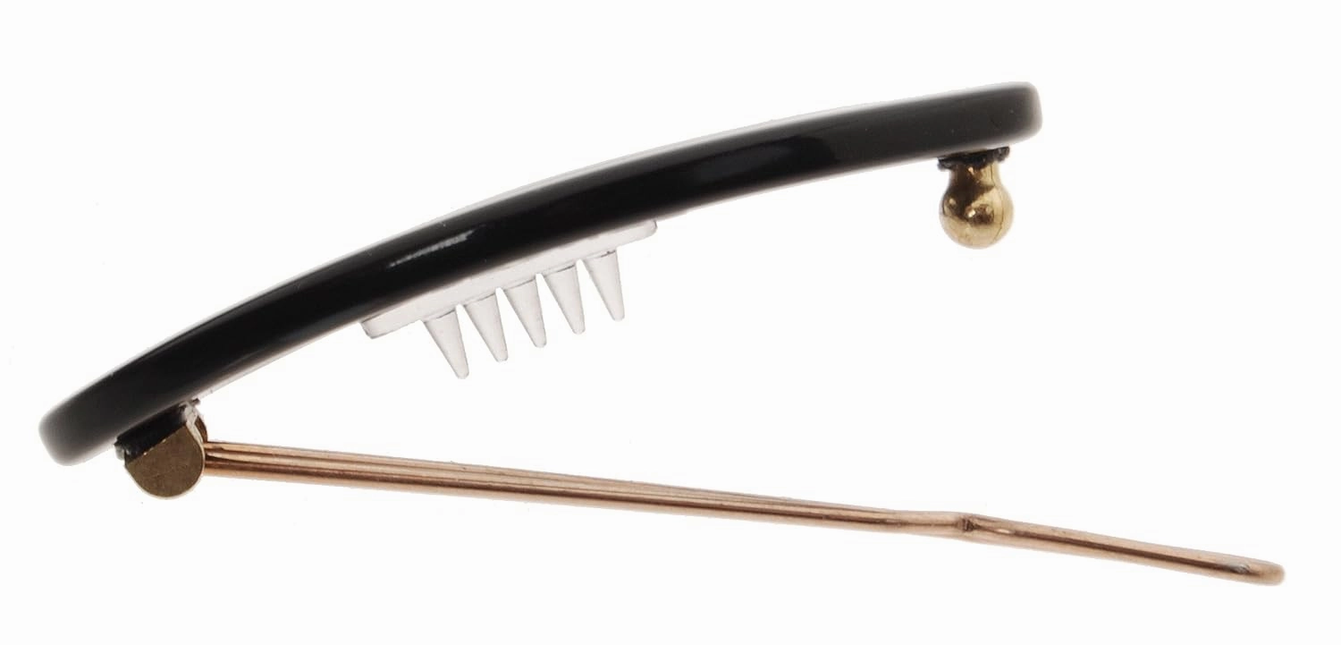 France Luxe Narrow Oval on Tige Boule Barrette - Nacro Black