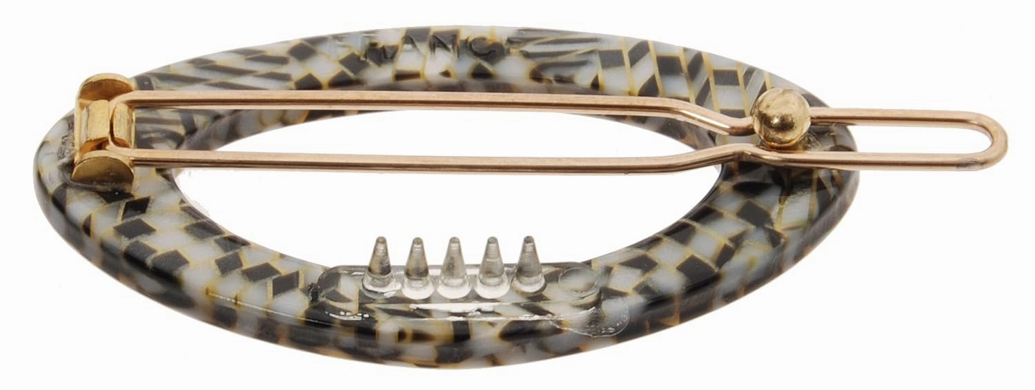 France Luxe Narrow Oval on Tige Boule Barrette - Opera Silver