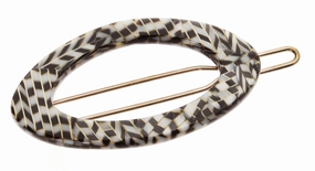 France Luxe Narrow Oval on Tige Boule Barrette - Opera Silver