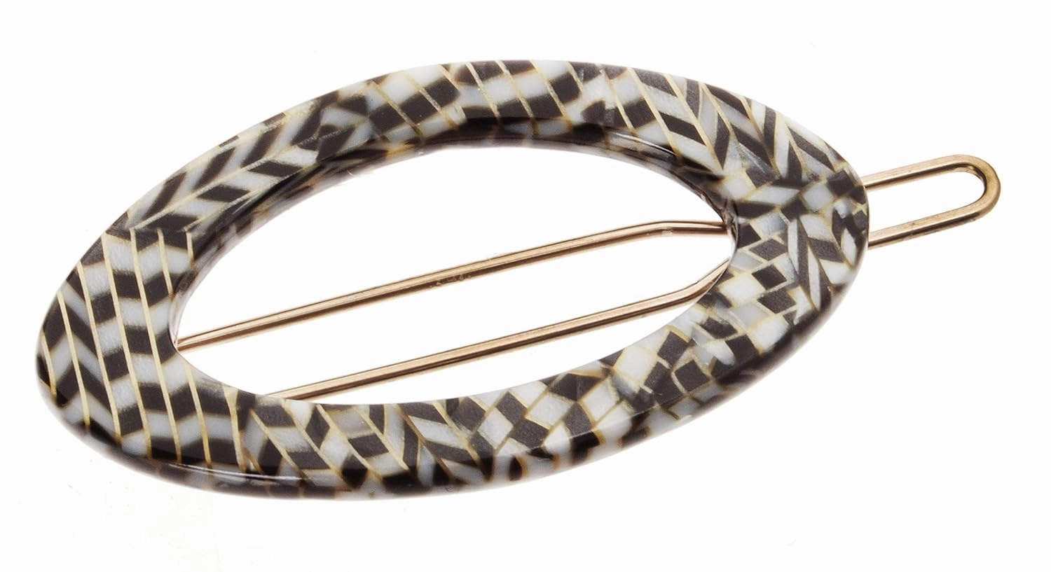 France Luxe Narrow Oval on Tige Boule Barrette - Opera Silver
