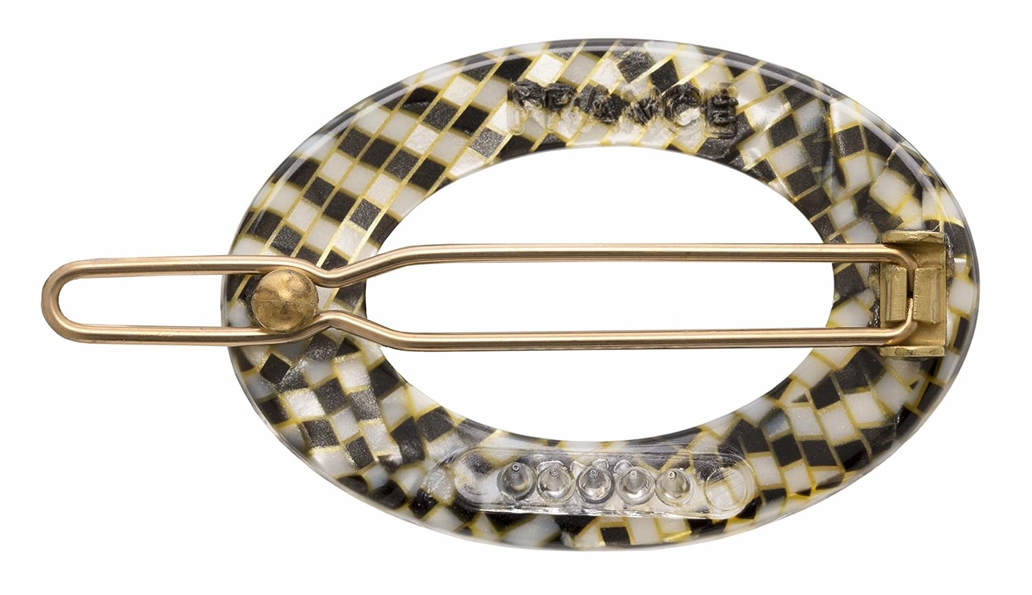 France Luxe New Cutout Oval Tige Boule Barrette - Opera Silver