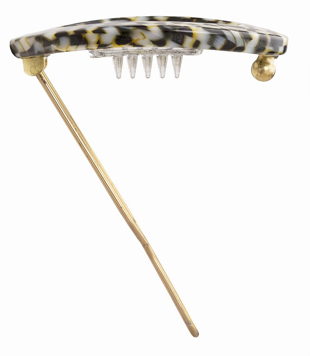 France Luxe New Cutout Oval Tige Boule Barrette - Opera Silver