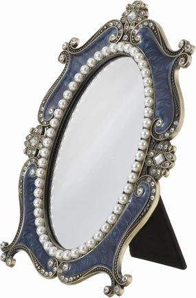 FRCOLOR Large Makeup Mirror Wear-Resistant Alloy Frame Elegant Compact for Daily Cosmetic Use for European Decor and Dresser Aesthetics