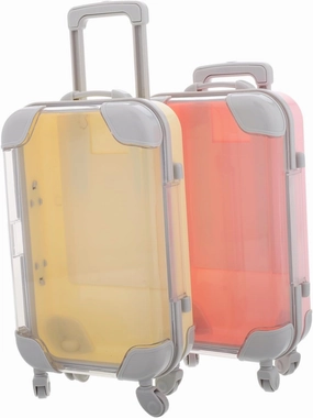FRCOLOR Travel Eyelash Storage Box 2pcs Mini Suitcase Party Favors Empty Lash Holder Case Portable Plastic Trolley