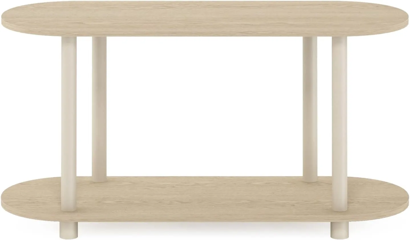 Furinno Turn-N-Tube No Tools Modern Oval Side Table, Bauhaus Oak/Beige
