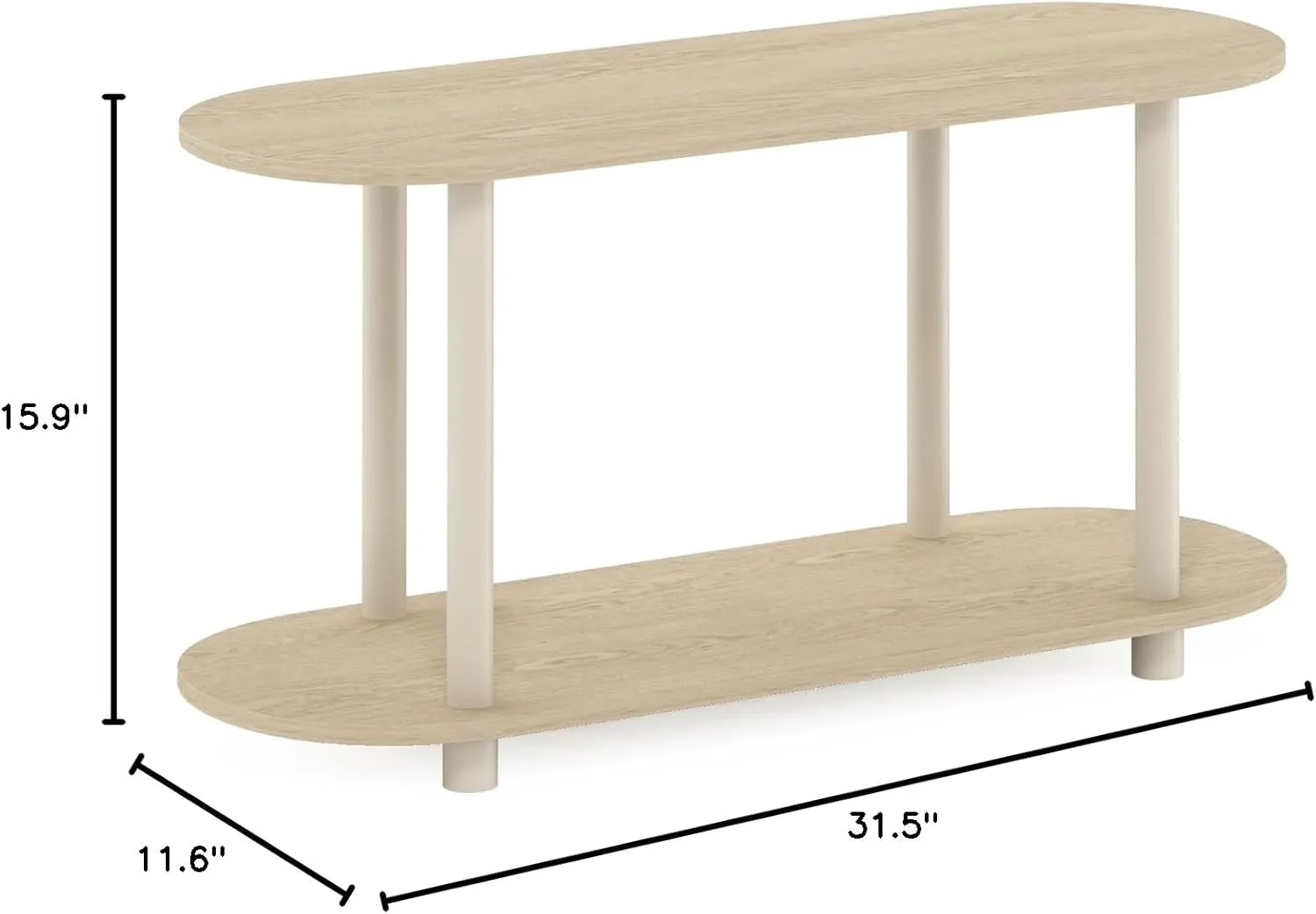 Furinno Turn-N-Tube No Tools Modern Oval Side Table, Bauhaus Oak/Beige