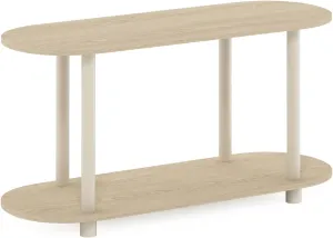 Furinno Turn-N-Tube No Tools Modern Oval Side Table, Bauhaus Oak/Beige