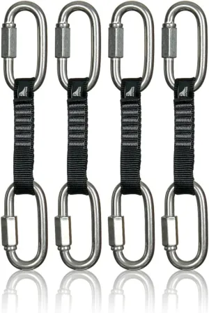 Fusion Climb 4-Pack 12cm Tactical Military Rescue Quickdraw Set with 3/8" 1600lbs WLL Stainless Steel Oval Quick Link/3/8" 1600lbs WLL Stainless Steel Oval Quick Link