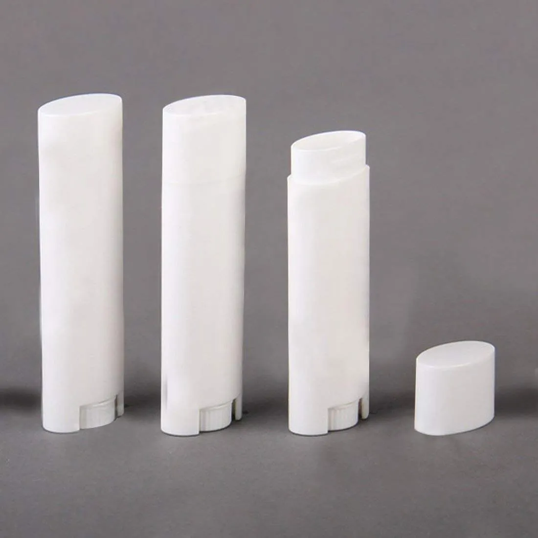 FZBNSRKO 5ml 100 Pcs Empty Oval Deodorant Lip Balm Tubes Twist-up Refillable Mini Size Containers for Carry-On Travel,DIY Deodorants,White