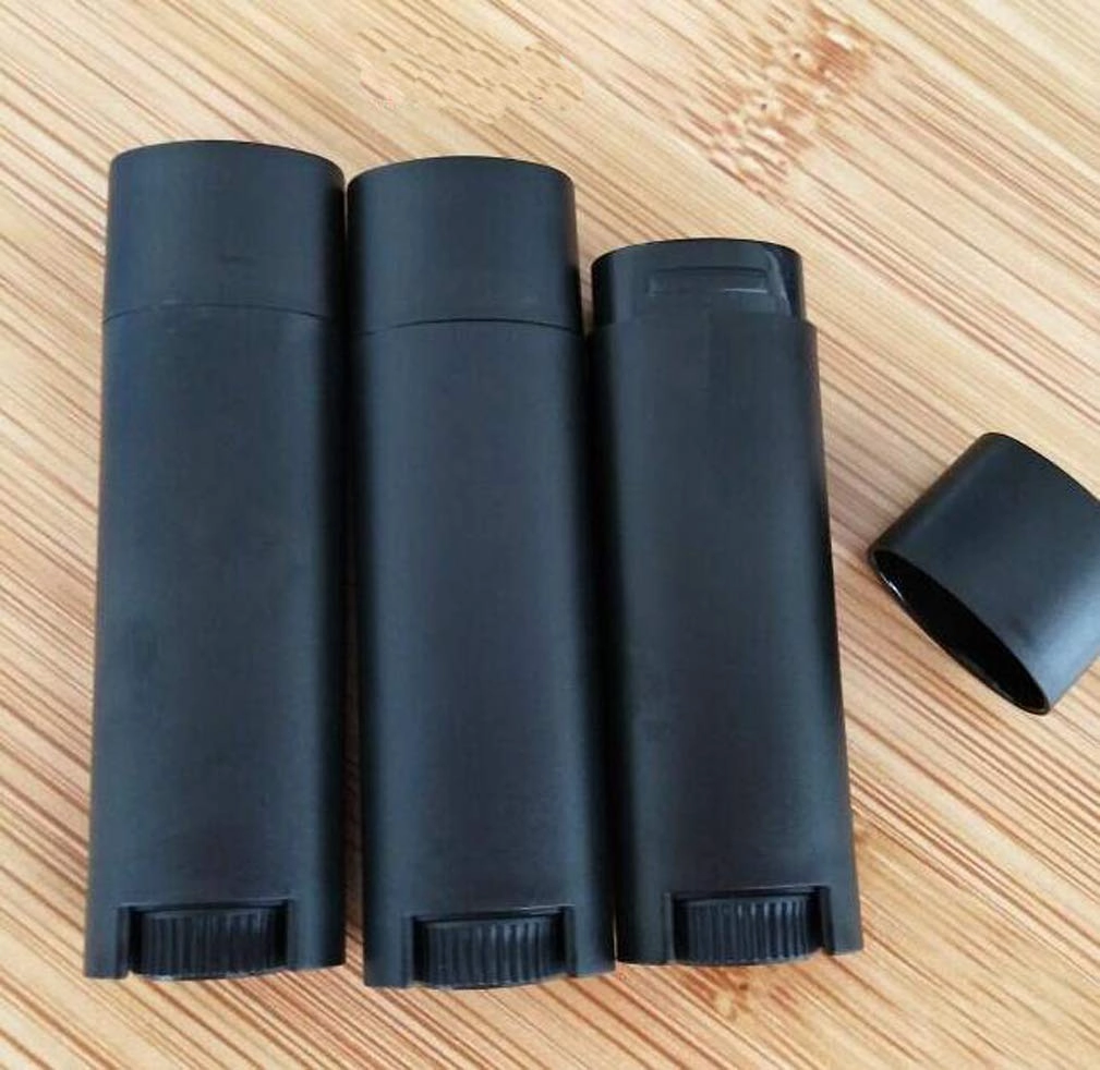FZBNSRKO 5ml 50 Pcs Frosted Black Empty Oval Deodorant Lip Balm Tubes Twist-up Refillable Mini Size Containers for Carry-On Travel,DIY Deodorants