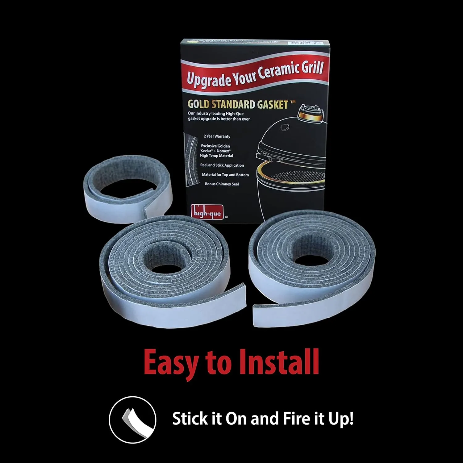 Gold Standard Nomex and Kevlar Gasket, Replacement for Primo Oval x-Large 400 Grill High-Heat 14.5' Gasket Seal, 2-Year Warranty, Made in USA