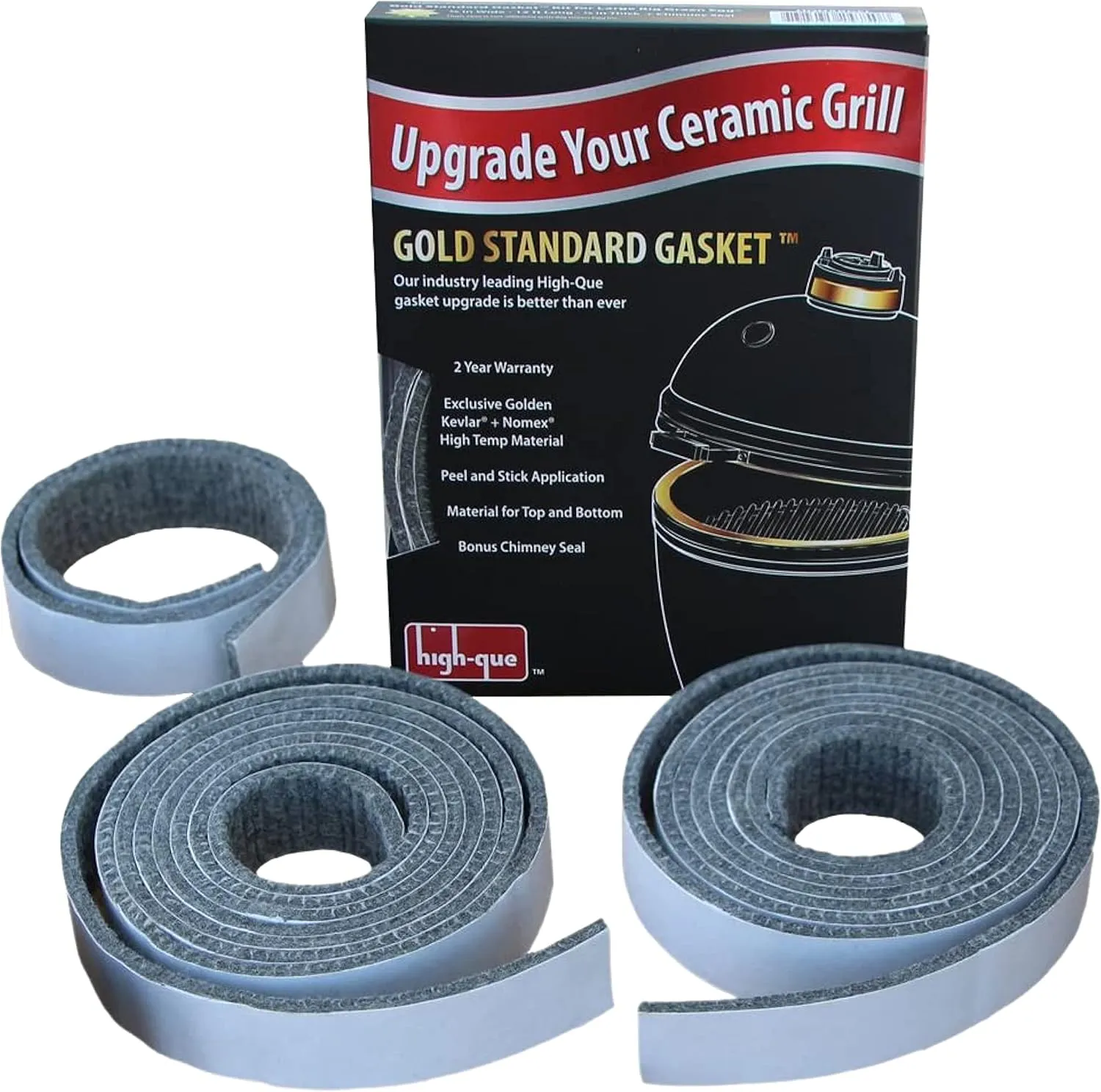Gold Standard Nomex and Kevlar Gasket, Replacement for Primo Oval x-Large 400 Grill High-Heat 14.5' Gasket Seal, 2-Year Warranty, Made in USA