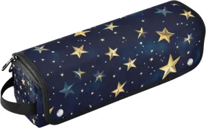 Gold Stars Abstract Black Pattern 2-in-1 Curling Iron Travel Case with Removable Heat Resistant Mat Waterproof Hair Tools Travel Organizer for Flat Irons, Straighteners, Curling Irons