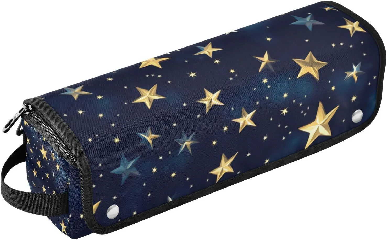 Gold Stars Abstract Black Pattern 2-in-1 Curling Iron Travel Case with Removable Heat Resistant Mat Waterproof Hair Tools Travel Organizer for Flat Irons, Straighteners, Curling Irons