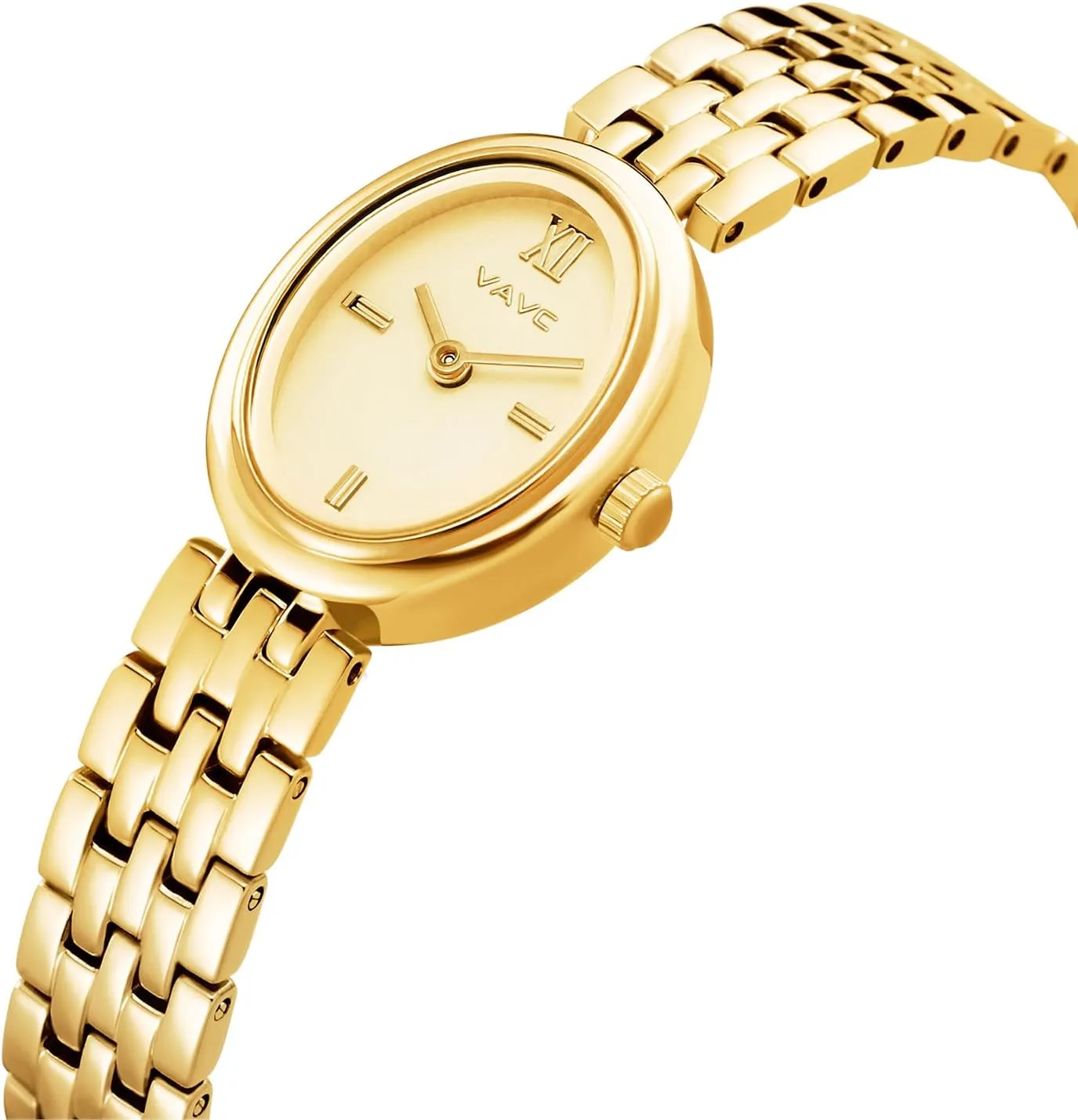 Gold Watches for Women,Minimalist Analog Womens Watch with Stainless Steel Band,Oval Case,Water Resistant Includes Bracelet Adjustment Tool