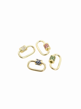 Gold Small Gabi Carabiner -Assorted Colors | Cubic Zirconia Small Oval Screw Carabiner