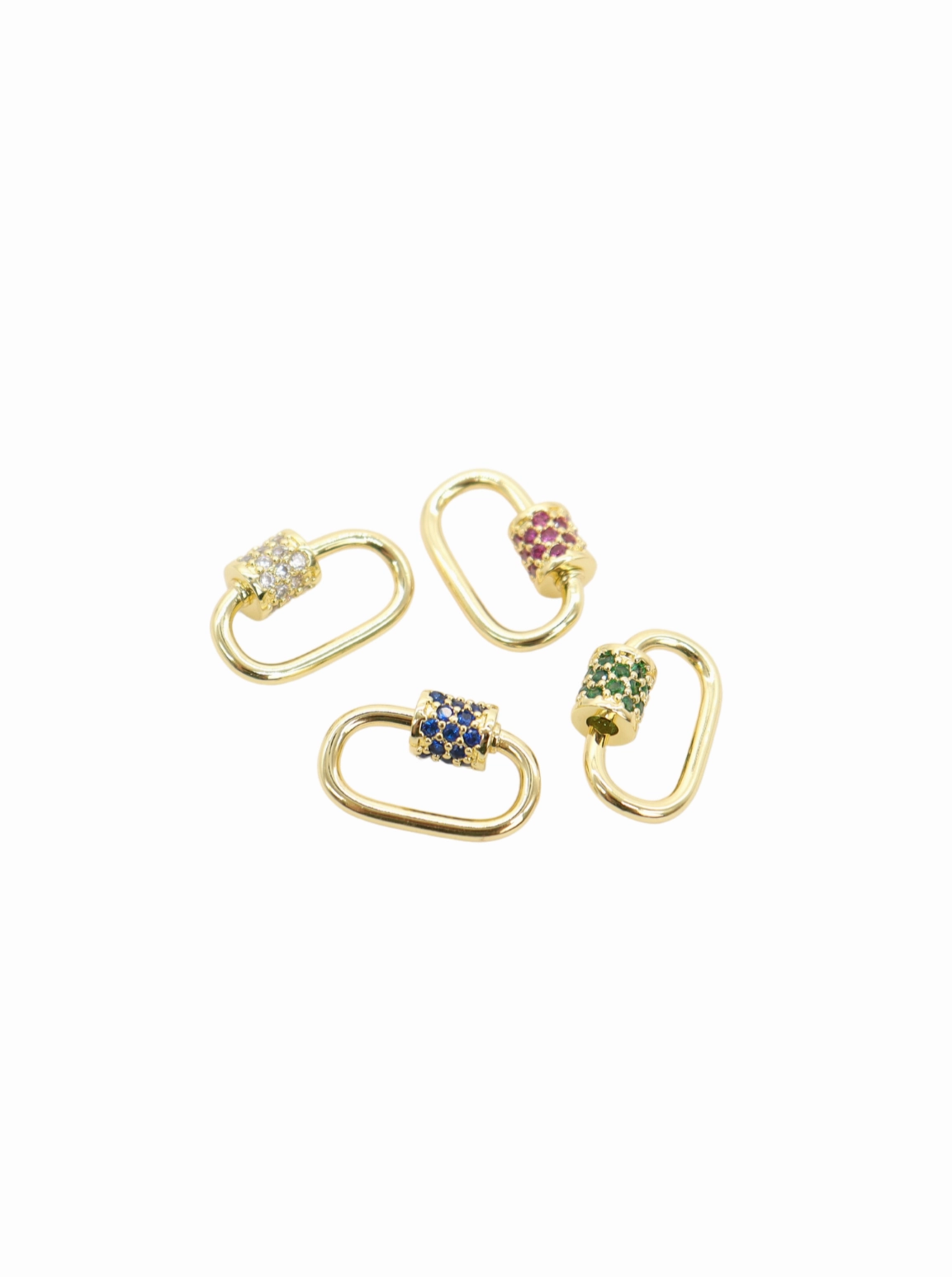 Gold Small Gabi Carabiner -Assorted Colors | Cubic Zirconia Small Oval Screw Carabiner