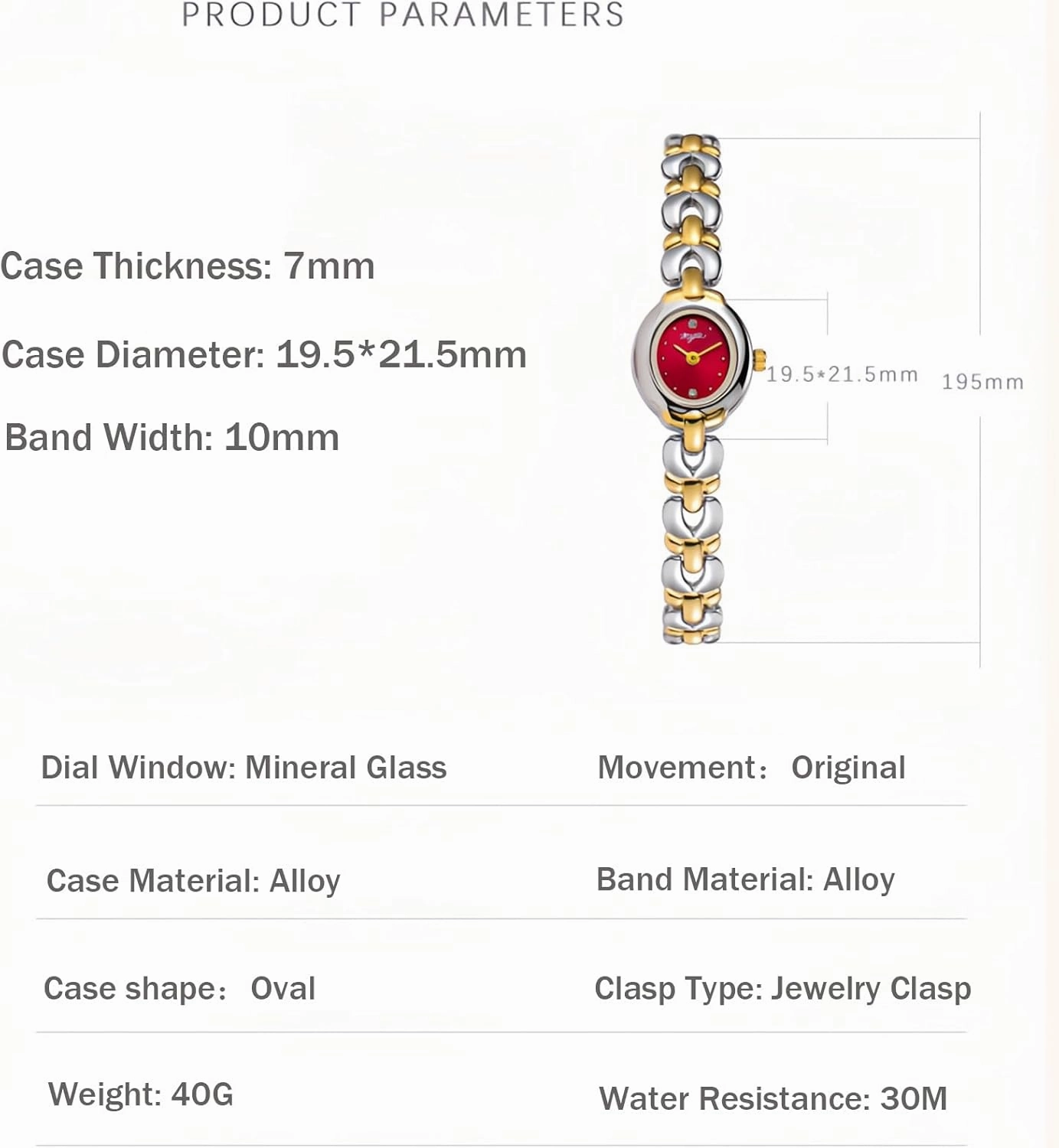 Gosasa Women's Fashion Bracelet Watch Vintage Dress Oval Ladies Quartz Wristwatch for Small Wrists Luxury Gold Waterproof Watches with Adjustable Tool