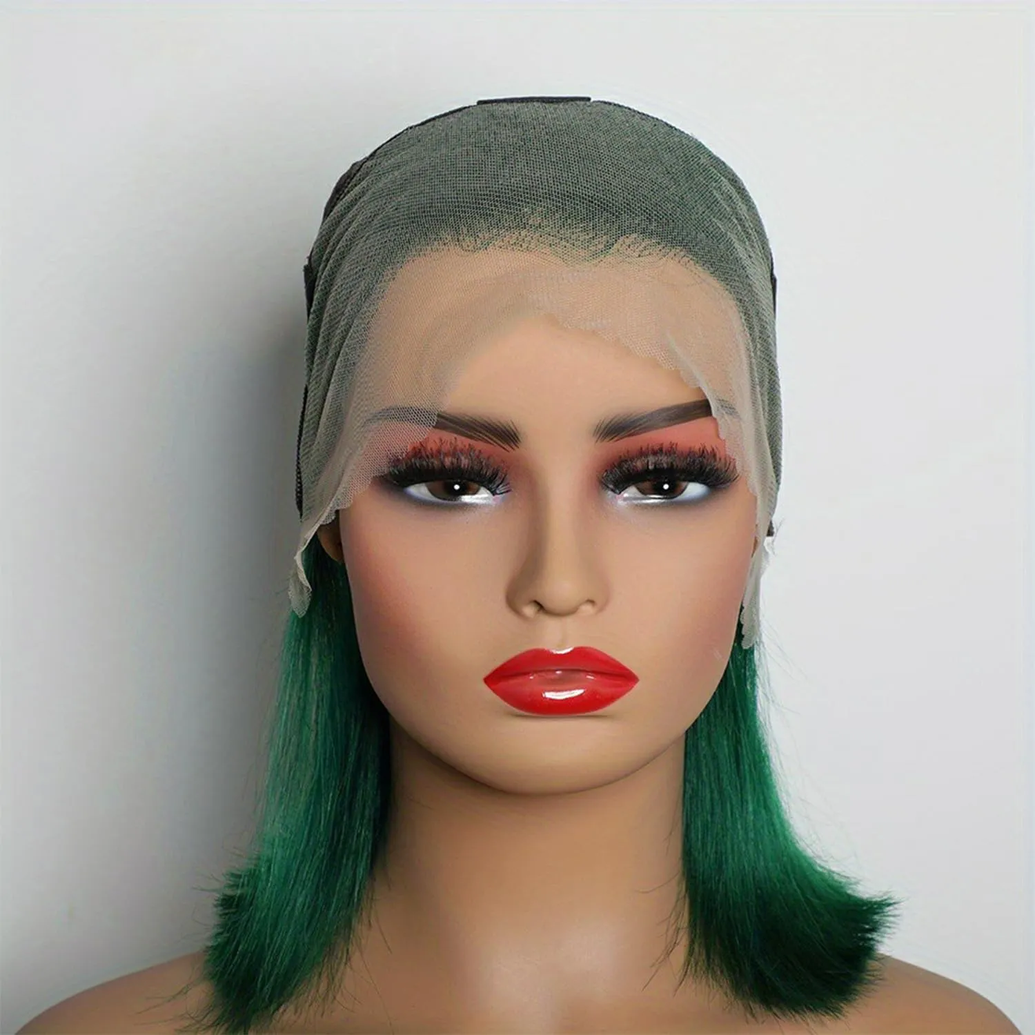 Green Human Hair Lace Front Bob Wigs 13x4 Transparent Lace Brazilian Virgin Human Hair Lace Front Wigs for Women 180% Density Natural Hairline with Baby Hair(10 Green)
