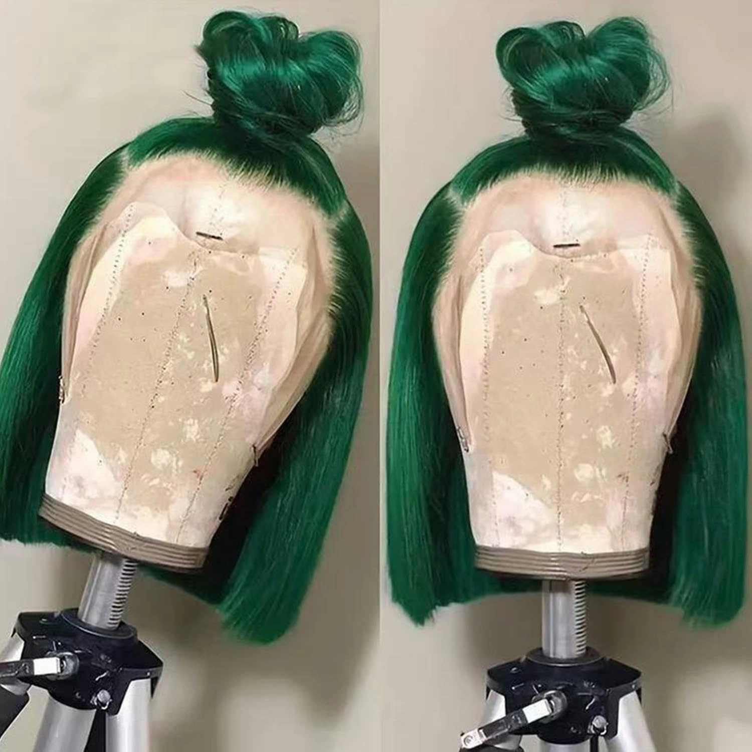 Green Bob Wig Human Hair Lace Front Wigs 13x4 Transparent Lace Short Bob Brazilian Virgin Human Hair Wigs for Women 180% Density Natural Hairline with Baby Hair(12 Green)