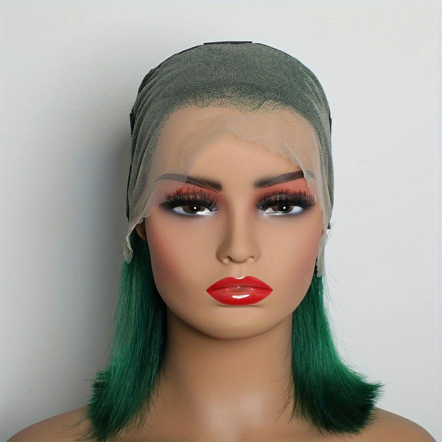 Green Bob Wig Human Hair Lace Front Wigs 13x4 Transparent Lace Short Bob Brazilian Virgin Human Hair Wigs for Women 180% Density Natural Hairline with Baby Hair(12 Green)