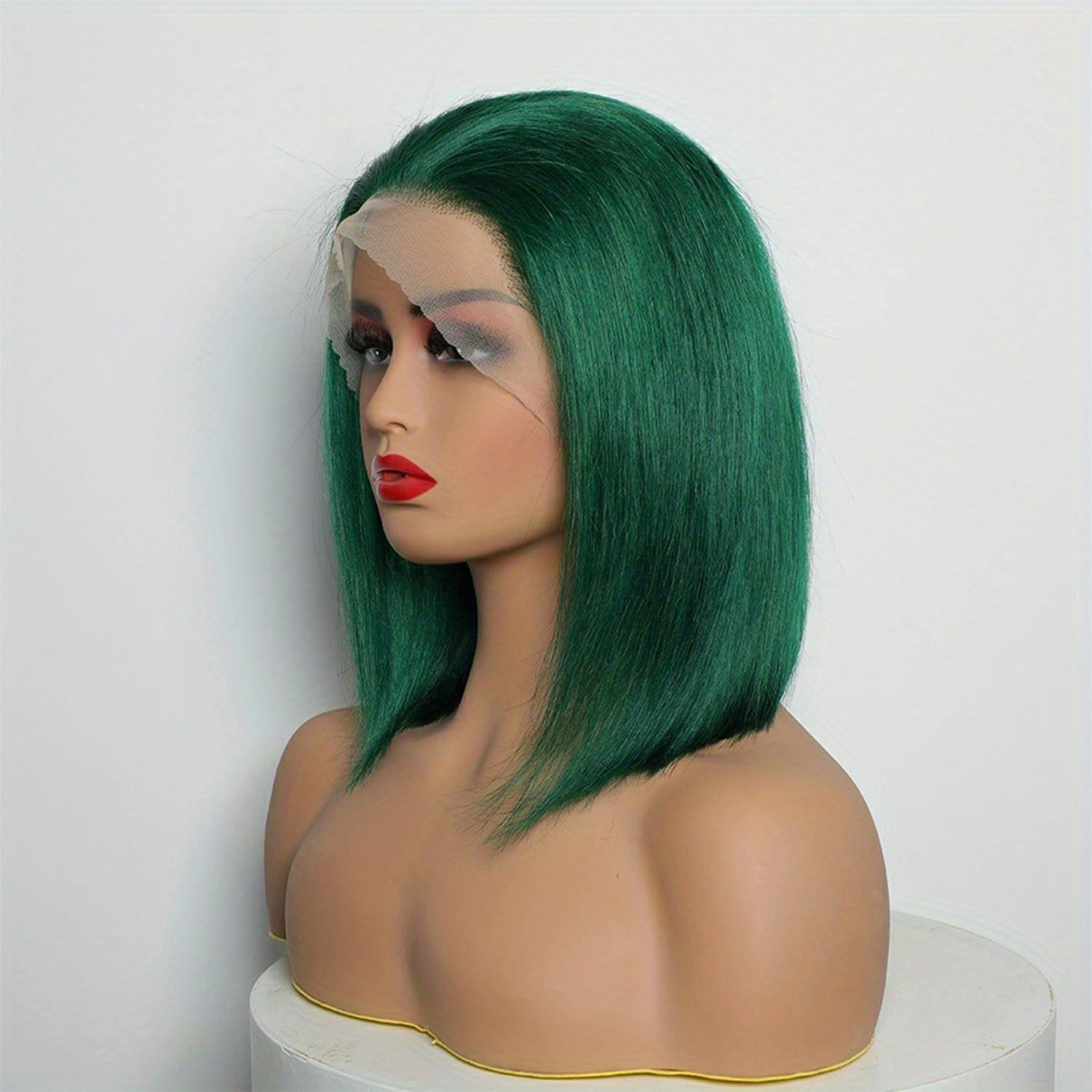 Green Bob Wig Human Hair Lace Front Wigs 13x4 Transparent Lace Short Bob Brazilian Virgin Human Hair Wigs for Women 180% Density Natural Hairline with Baby Hair(12 Green)