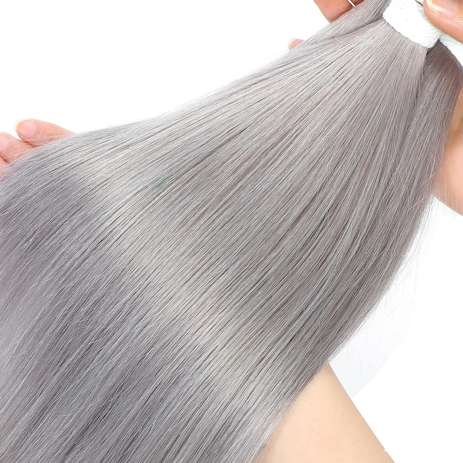 Grey Human Hair Bundles 14inch 1PC 100% Brazilian Straight Human Hair Weave Extension Double Weft Silver Grey Hair Bundles For Women