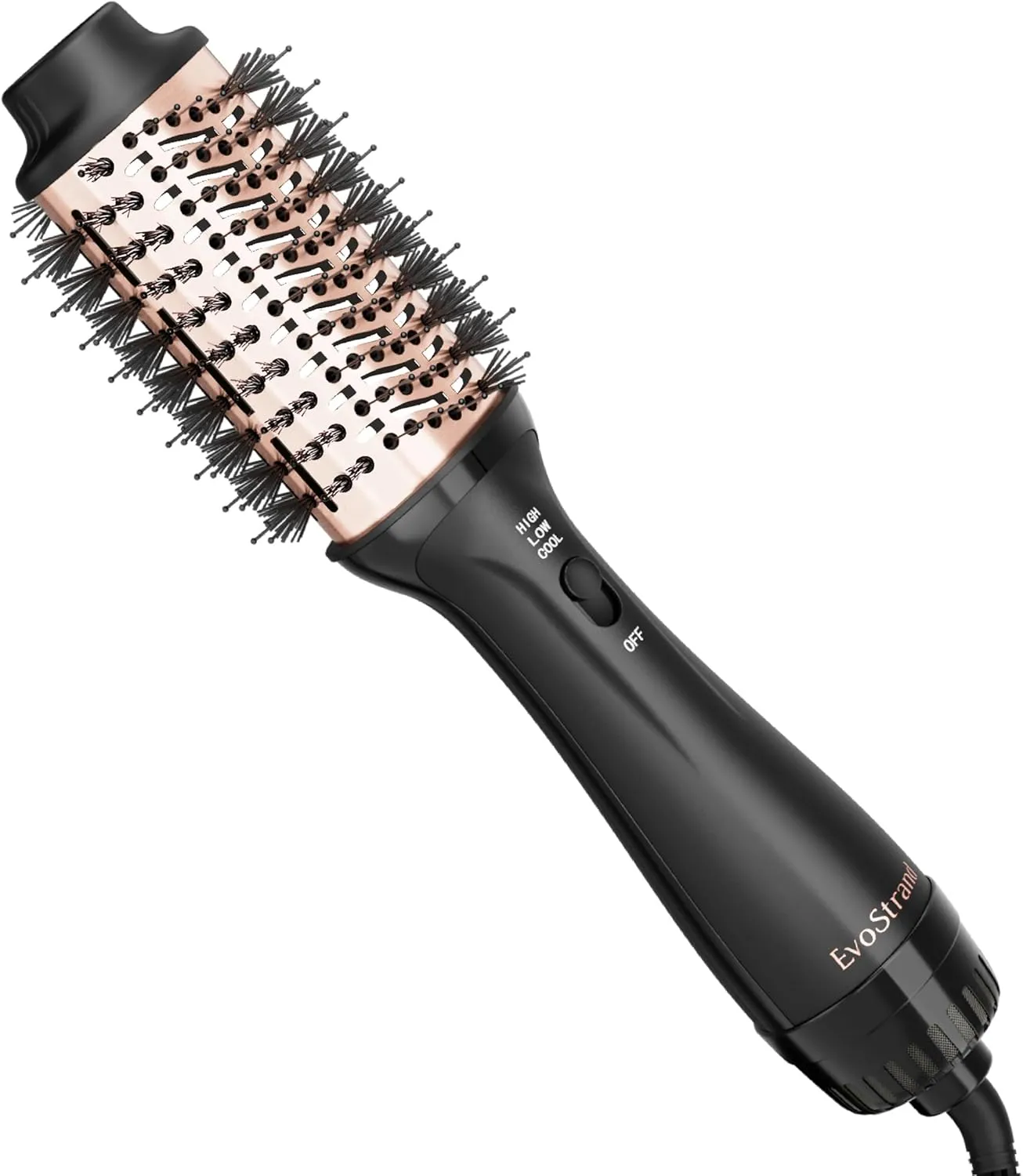Hair Dryer Brush Blow Dryer in One, One-Step Styler Volumizer with 3 Temperature Settings Anti-frizz Golden Anodized Barrel Hot Air Brush Hair Straightener 2.0