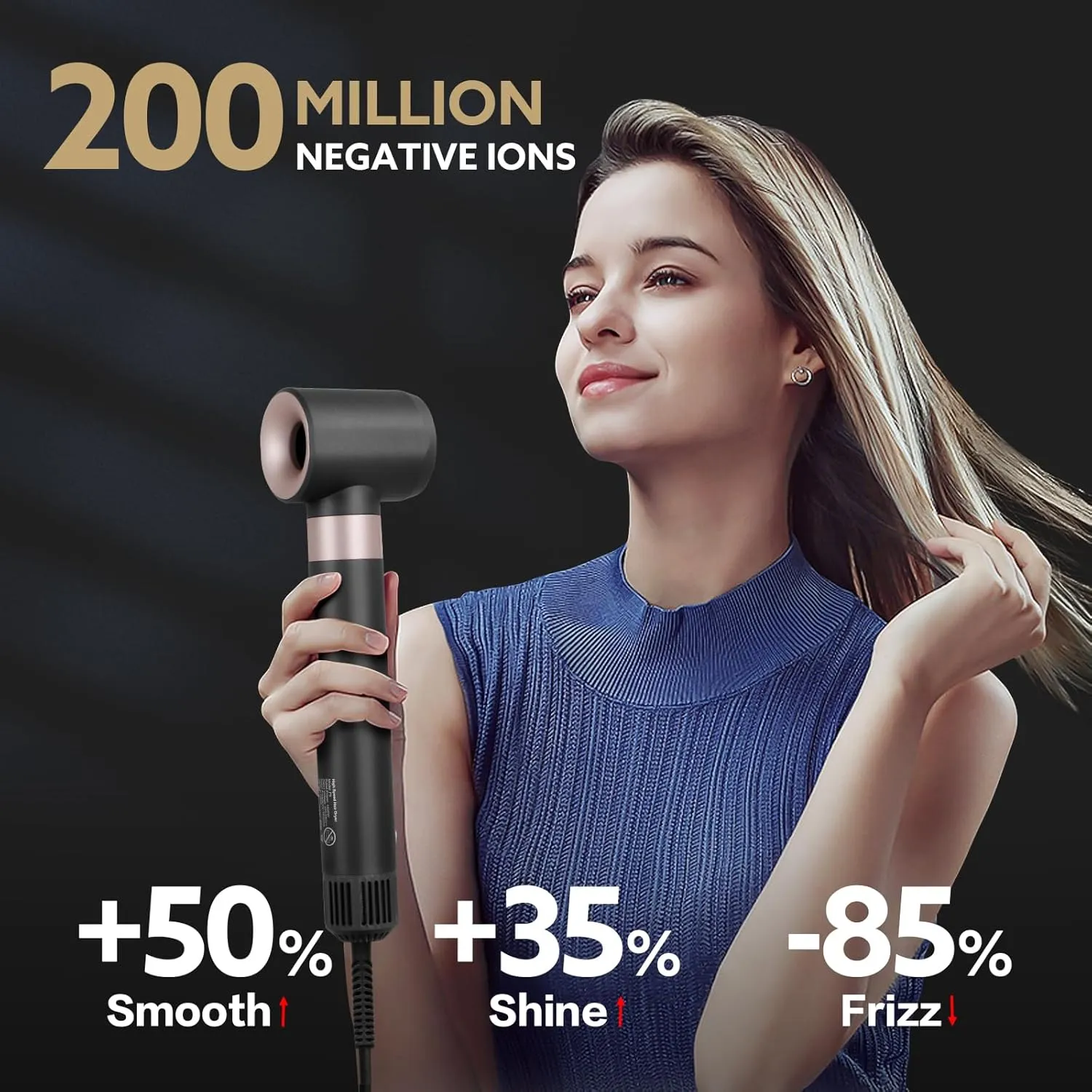 Hair Dryer Brush Hot Air Styler| 4 in 1 Professional Blow Dryers Hair Styling Tool Set with 1 1/4 Inch Auto Air Curling Wand Wrap Hair Curler, Negative Ionic for Fast Drying Curling Volumizing