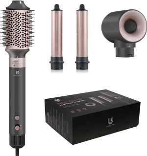 Hair Dryer Brush Hot Air Styler| 4 in 1 Professional Blow Dryers Hair Styling Tool Set with 1 1/4 Inch Auto Air Curling Wand Wrap Hair Curler, Negative Ionic for Fast Drying Curling Volumizing