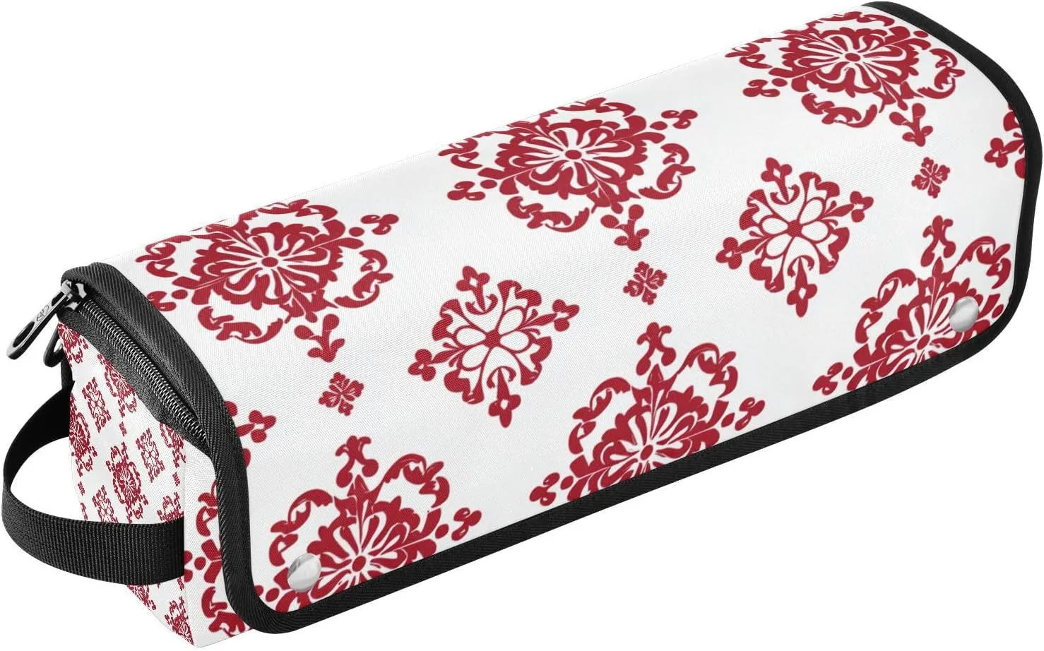 Hair Tool Travel Bag with Heat Resistant Mat Removable Hair Styling Accessories Organizer for Flat Irons, Straighteners, Curling Irons, Red Snowflake Chinese Classical Hair Accessories