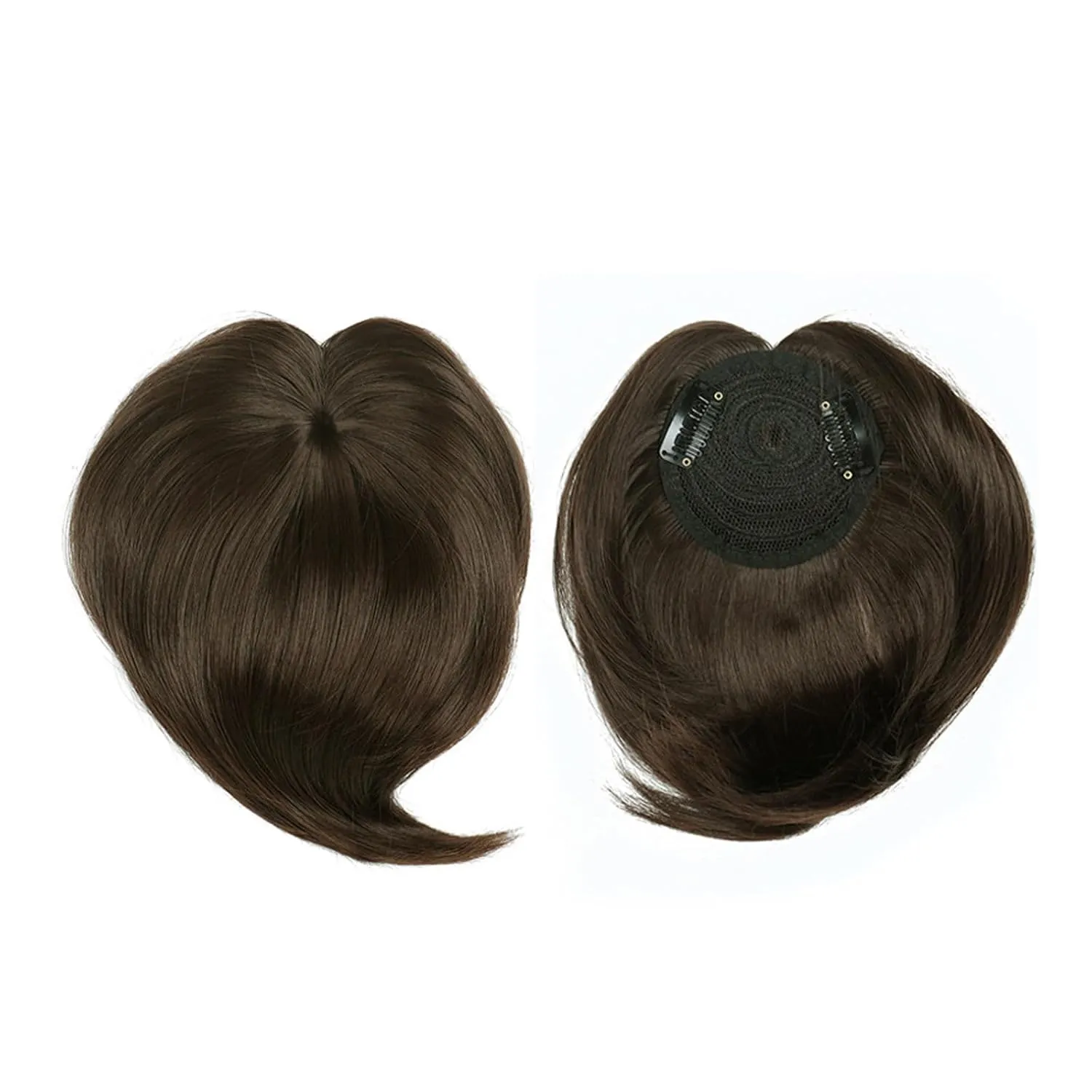 Hair Topper Hairpieces for Women Crown Toppers Hairpieces Clip in Hair Topper for Thinning Hair Synthetic Hair Extension 7inch Black Brown