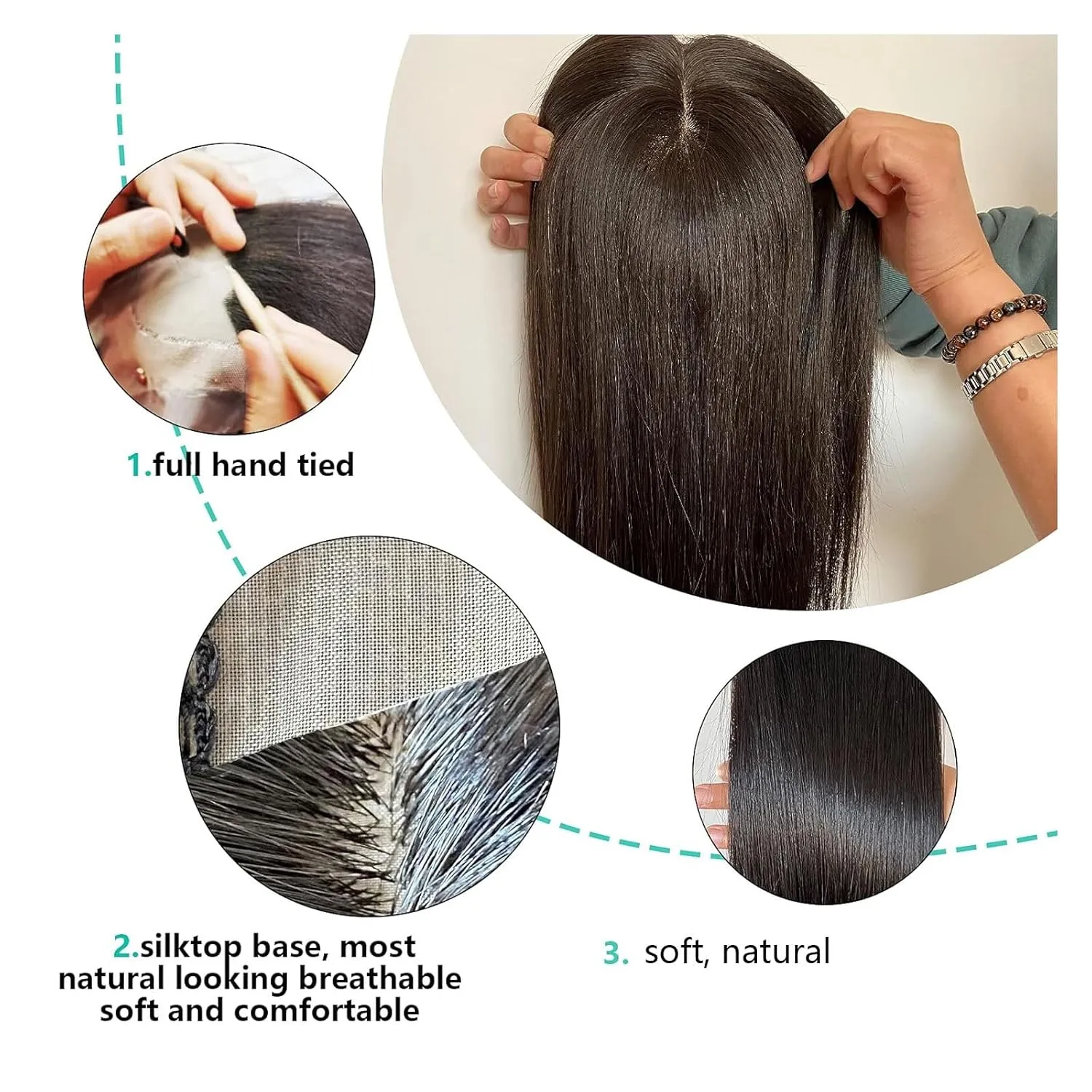Hair Topper Hairpieces for Women Crown Toppers Hairpieces Clip in Hair Topper for Thinning Hair Synthetic Hair Extension 7inch Brown