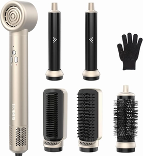 Hair Dryer Brush TECHMERI 6 in 1 Blow Dryer Brush Ions, Detachable Hair Styler Tools, Auto Wrap Curler, Hot Air Brush for Drying, Straightening and Volumizing, High Speed