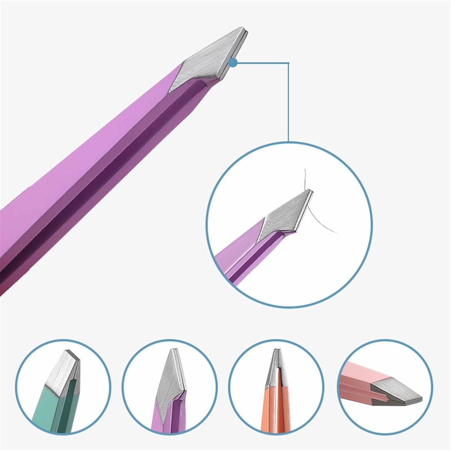 Hair Removal Tweezers 1Pc Hair Removal Tweezers Stainless Steel Eyebrow Tweezers Slanted Tip Point Harmless Accessories and Makeup Beauty Tools(Purple)