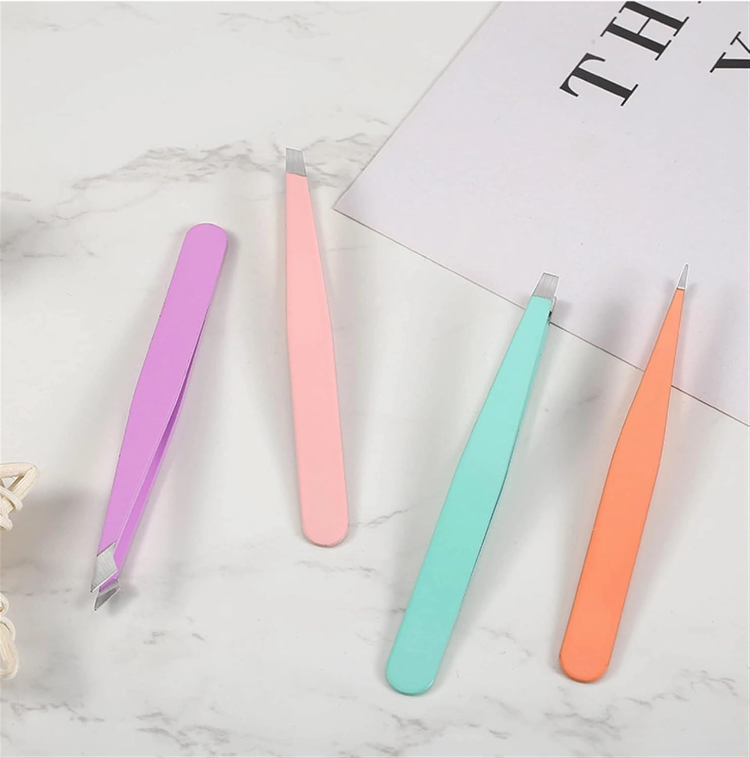 Hair Removal Tweezers 1Pc Hair Removal Tweezers Stainless Steel Eyebrow Tweezers Slanted Tip Point Harmless Accessories and Makeup Beauty Tools(Purple)