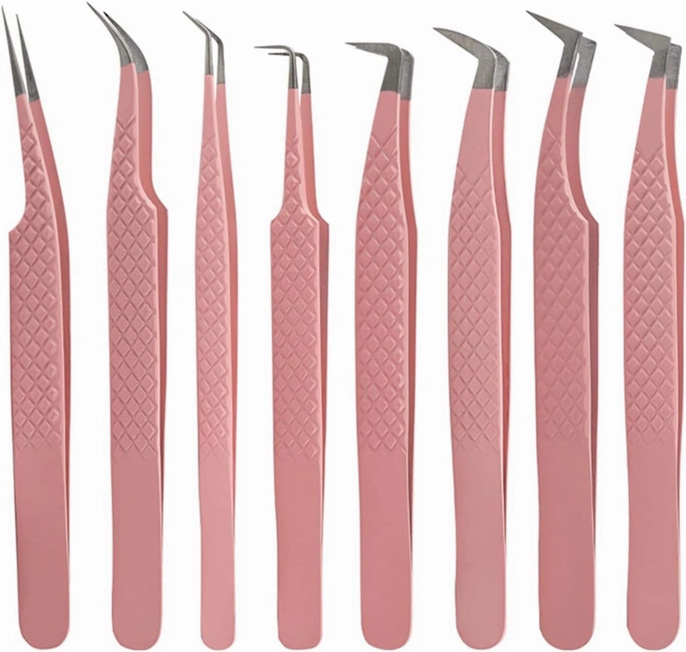 Hair Removal Tweezers Eyelash Tweezers Pink Stainless Steel Professional Super Hard high-Precision Eyelash Tweezers Eyelash Extension kit(Pink01)
