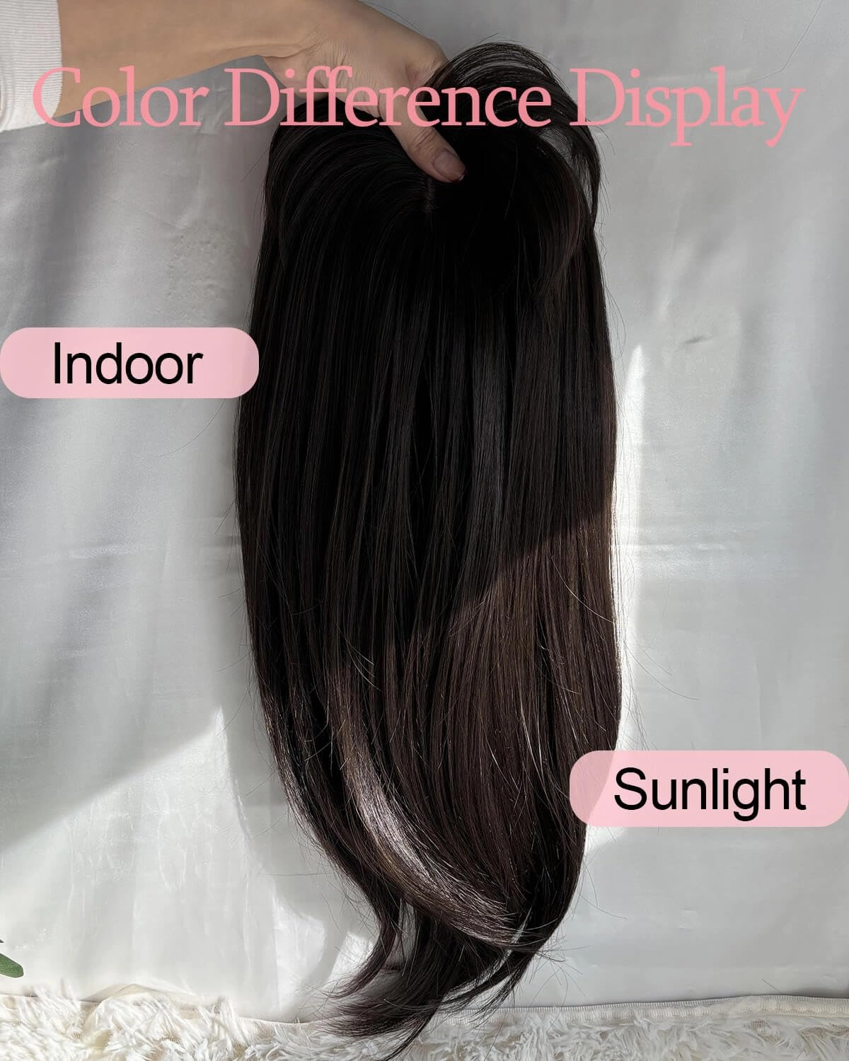 Hair Topper Long 18inch Hair Toppers for Women with Thinning Hair 6.5"X6.5" Big Base Cover Thinning Hair Clip in Hair Toppers for Women Fiber Wiglets with Fringe(Dark Brown)