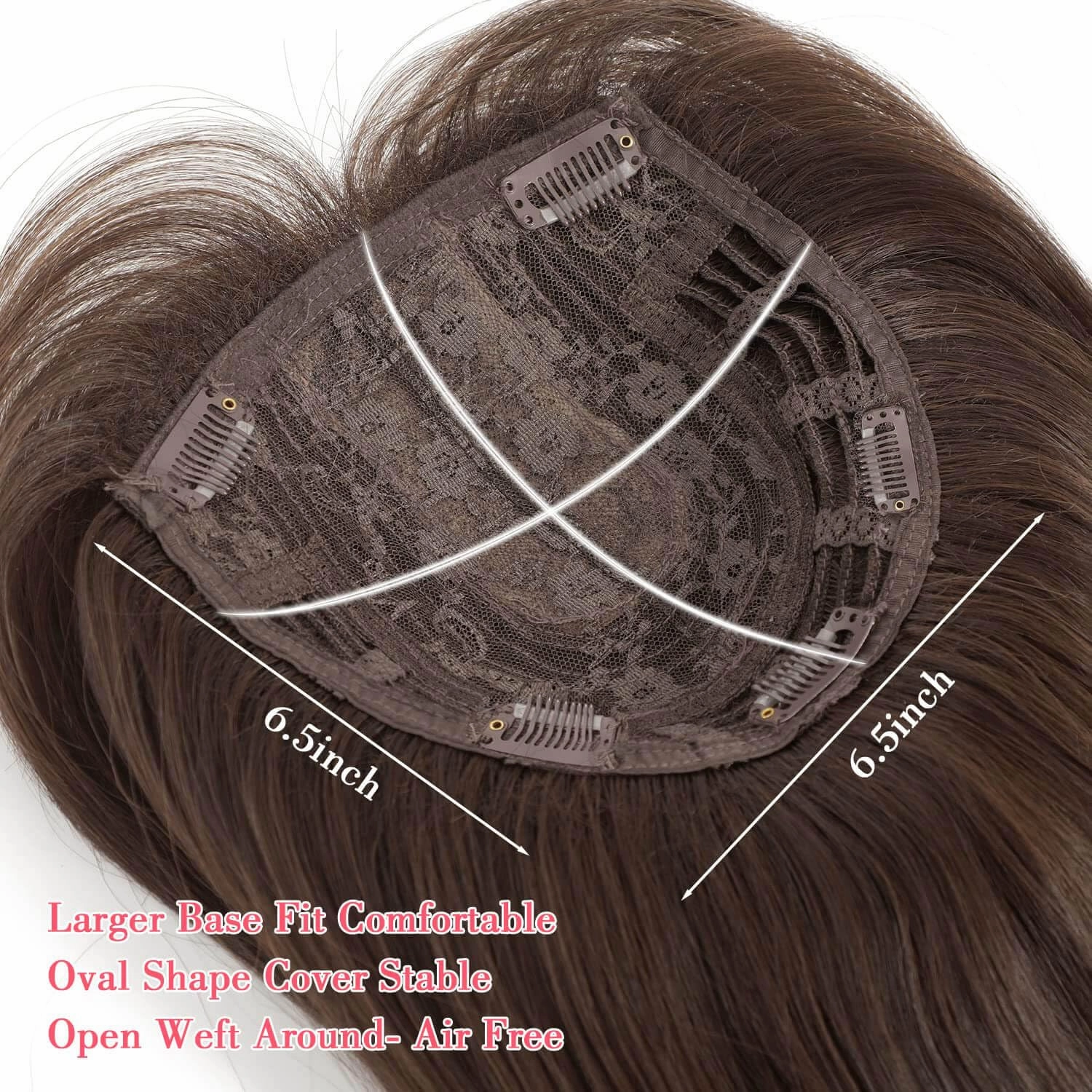 Hair Topper Long 18inch Hair Toppers for Women with Thinning Hair 6.5"X6.5" Big Base Cover Thinning Hair Clip in Hair Toppers for Women Fiber Wiglets with Fringe(Dark Brown)